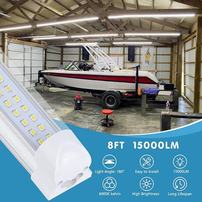 12 Pack, Led Shop Lights, 8FT Led Shop Light, 100W 6000K 15000LM Clear White - Image 6