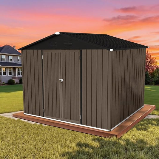 8 x 6 FT Outdoor Storage Metal Shed, Bike Garden Tool Shed by Unknown