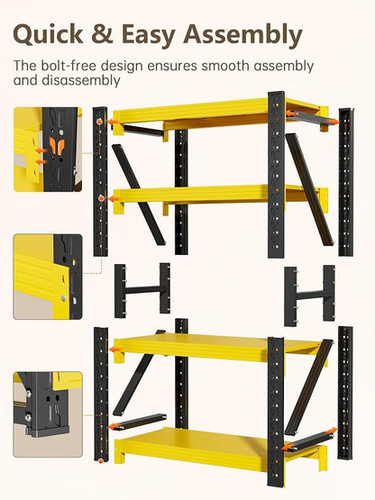 4-Tier Storage Shelves, Adjustable Industrial Metal Shelf System, 500lbs - Image 8