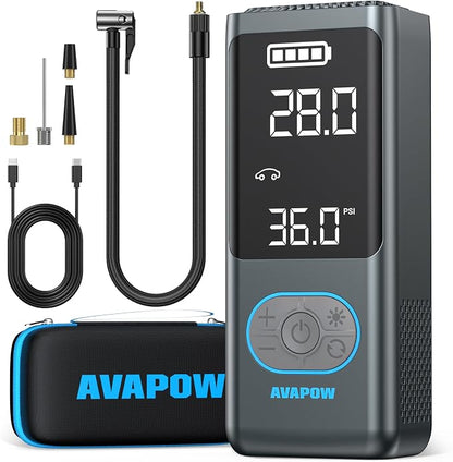 AVAPOW AP18 Tire Inflator Portable Air Compressor, 300% Faster 150 PSI Cordless by AVAPOW