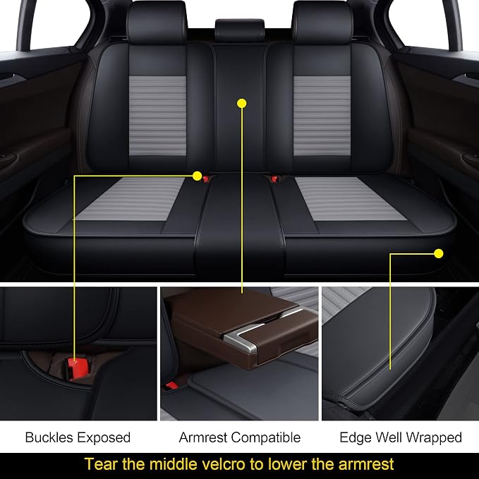 LINGVIDO Car Seat Covers, Breathable and Waterproof Faux Leather Automotive - Image 3