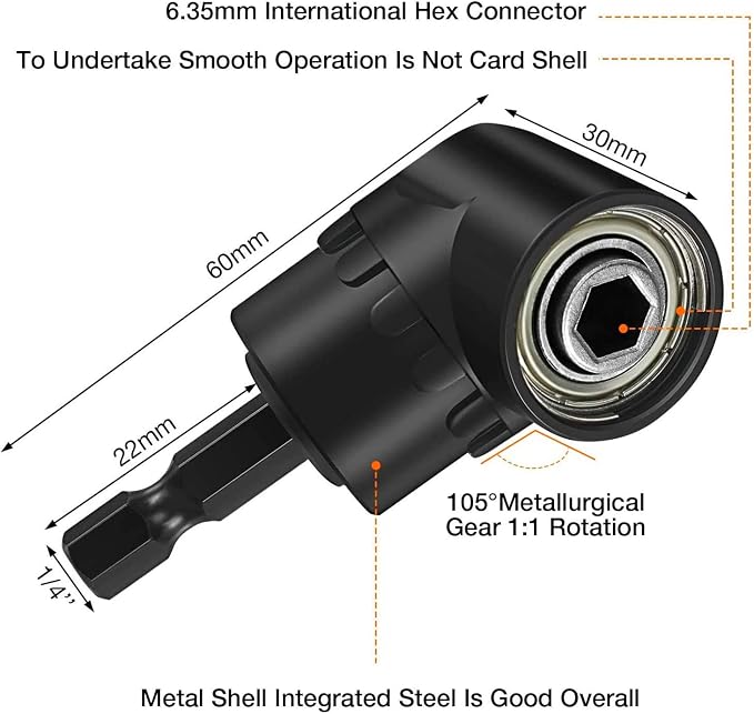 Right Angle Drill Adaptor, 4-in-1 Impact Drill Bit Extension, 360° Rotatable - Image 8