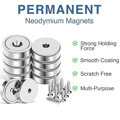 MIKEDE 70 LBS Magnets with Screw Holes, 6 Pack Force Neodymium Cup Magnets 25mm - Image 5