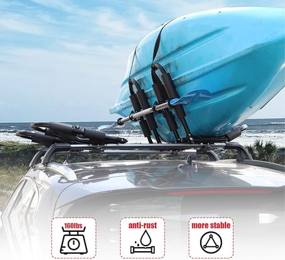 FORWODE Premium Kayak Roof Rack, 2 Pair J-Bar Roof Rack, Folding Adjustable Rack - Image 6