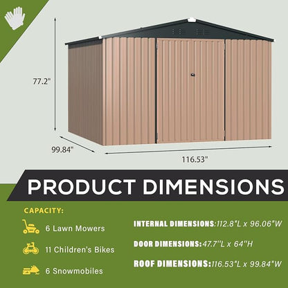 U-MAX 8' x 10' Metal Storage Shed - Image 3