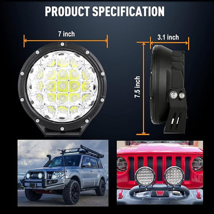 BIGLION.X Round LED Offroad Lights 7 Inch Super Bright Offroad Driving Spot - Image 4