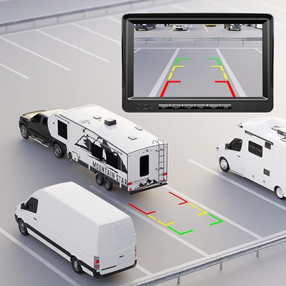 Fookoo HD 1080P 7" Wired Backup Camera System, 7-inch Quad Split Screen Monitor - Image 5