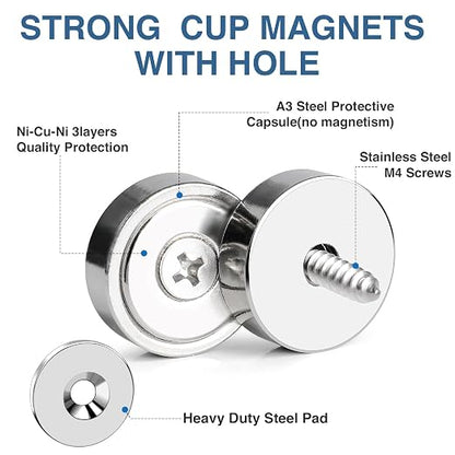 MIKEDE Round Magnets with Hole, 40LB Strong Rare Earth Magnets Heavy Duty - Image 4
