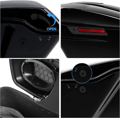 XFMT Motorcycle 5" Stretched Hard Saddlebags W/ 6 x 9 Inches Speaker Lids - Image 3