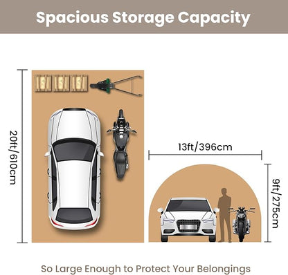 SUNBURY Carport, Round Portable Garage, Outdoor 13x20 ft Heavy Duty Carport - Image 3