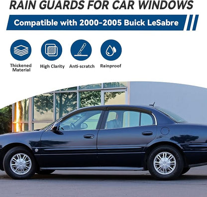 4pcs Front+Rear Smoke Tint Sun/Rain Guard Outside Mount Tape-On Vent Window - Image 2