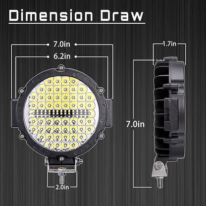Round LED Off Road Lights 210W 21000lm, Trucks Tractor LED Work Lights - Image 2