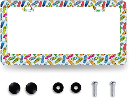 Flip Flops License Plate Frame Beach License Plate Holder Stainless Steel by RNKATIH