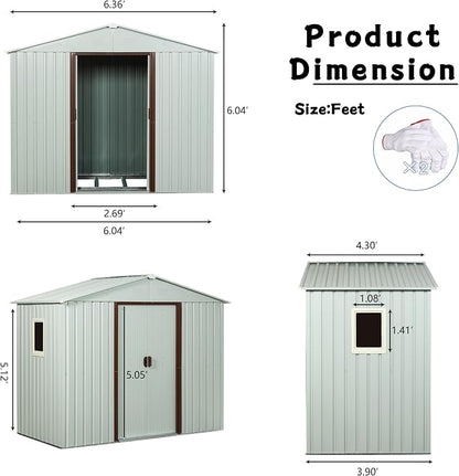 6x5 FT Outdoor Storage Shed, Metal Garden Shed - Image 5