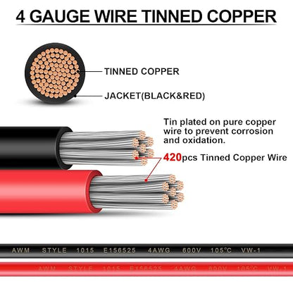 4 Gauge Wire - iGreely 30 FT Red & 30 FT Black 4 Gauge Tinned Copper Electrical - Image 2