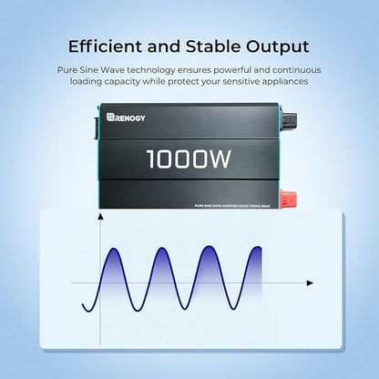 Renogy 1000W Pure Sine Wave Inverter 12V DC to 120V AC Converter - Image 2