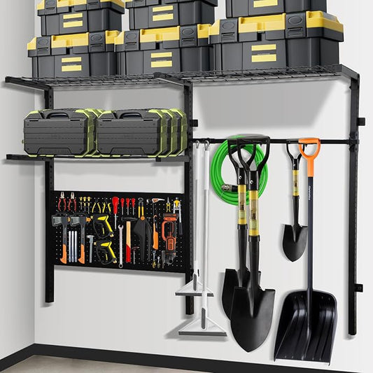 Garage Shelf Wall Mounted with Pegboard Heavy Duty Garage Wall Shelving with by NouraVita