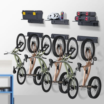 VEVOR Bike Storage Rack, 6 Bike Racks and 3 Helmets Hooks, Wall Mount Bike - Image 8