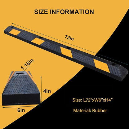 OrangeStar 72" Rubber Parking Curb, Heavy Duty Garage Floor Wheel Stopper - Image 6