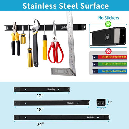 6 Pieces 12" Magnetic Tool Holder Strip, Metal Tool Organizer Rack - Image 4