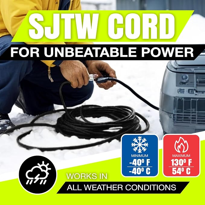 6ft Outdoor/Indoor Extension Cord 14/3 Gauge Heavy Duty 3 Prong SJTW, Waterproof - Image 8