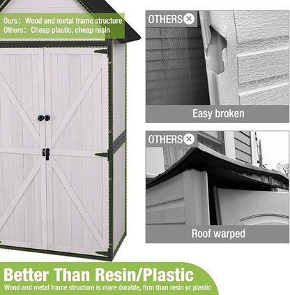 GUTINNEEN Sheds Outdoor Storage Wooden Garden Tool Shed - Image 4