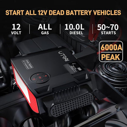 UTRAI Jump Starter with Air Compressor, 6000A 27000mAh Car Starter Jump Box - Image 2