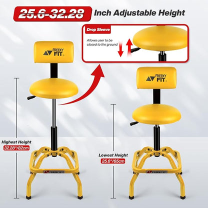 Shop Stool with Backrest, Mechanic Garage Stool - Image 2