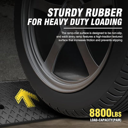 DNA MOTORING 2pcs 5.3" Rise Rubber Arrow Curb Ramp Heavy Duty Loading Threshold - Image 3