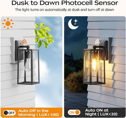 PARTPHONER Dusk to Dawn Outdoor Light Fixtures Wall Mount, Sensor Porch Lights - Image 2
