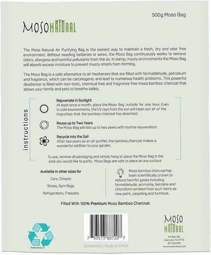 Moso Natural Air Purifying Bag 500g Premium Bamboo Charcoal Odor Absorber - Image 2
