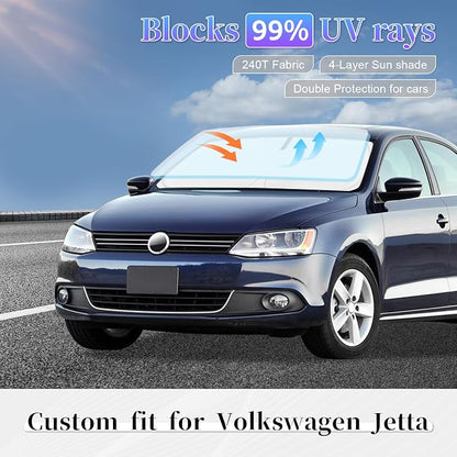 Sun Shade Sunshade for Volkswagen Jetta Windshield Cover, 4-Layer Front Window - Image 2
