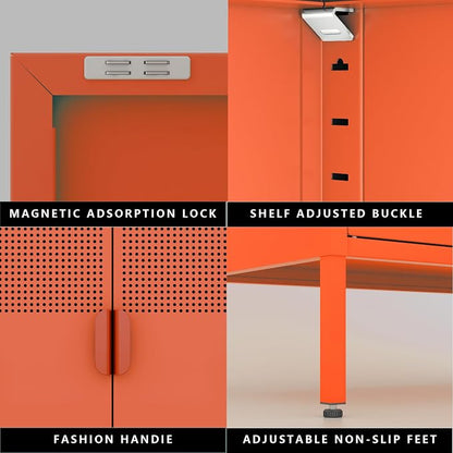 2 Mesh Door Metal Cabinet with Adjustable Shelves, Metal Storage Cabinet - Image 8