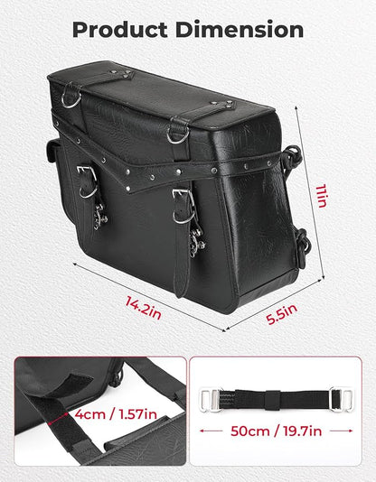 KEMIMOTO Motorcycle Saddlebags Heavy Duty 30L PU Leather Luggage Throw Over - Image 7