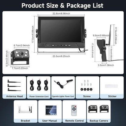 Hodozzy Wireless Backup Camera Digital System Kit, 9 Inch Dual Split Screen - Image 8