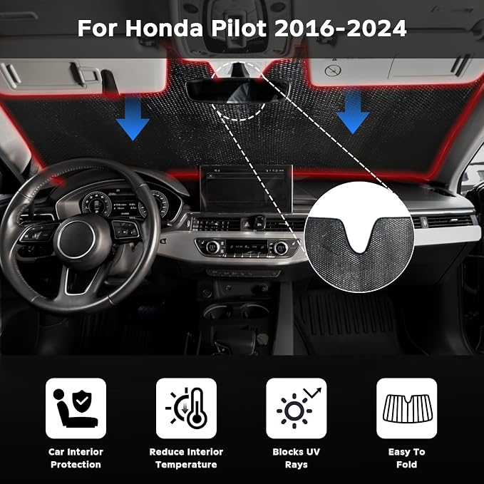 Windshield Sun Shade for Honda Pilot 2016-2024 - Image 2