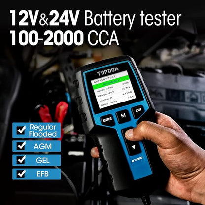 Car Battery Tester 24V 12V Load Tester, TOPDON BT200 100-2000CCA Automotive - Image 3