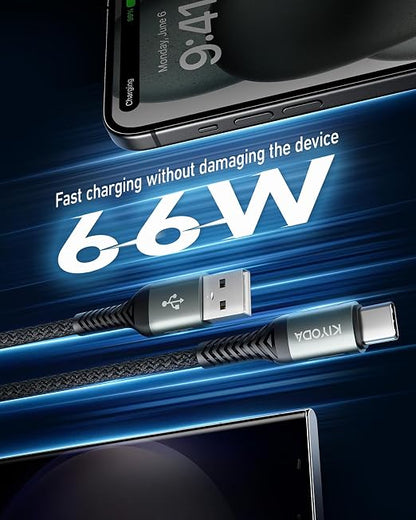USB C Cable Coiled 6FT 2Pack, Braided USB A to Type C Charger Cable - Image 3