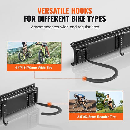 VEVOR Bike Storage Rack, 6 Bike Racks and 5 Helmets Hooks, Wall Mount Bike - Image 4