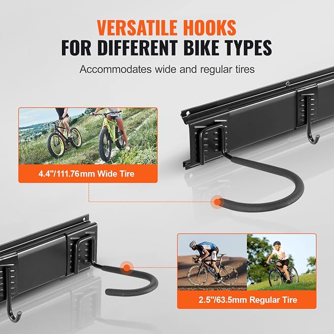 VEVOR Bike Storage Rack, 6 Bike Racks and 6 Helmets Hooks, Wall Mount Bike - Image 4