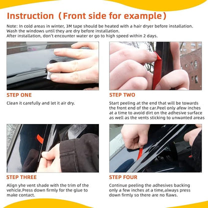 4 pcs Compatible with 2000-2004 Nissan Xterra Front+Rear Sun/Rain Guard Outside - Image 5