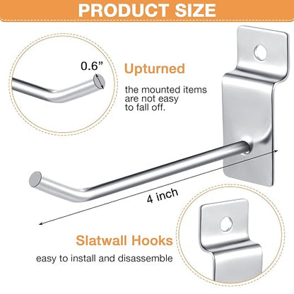 Moxweyeni 100 Pcs Heavy Duty Slatwall Panel Hooks Hanging Metal Slat Wall - Image 2