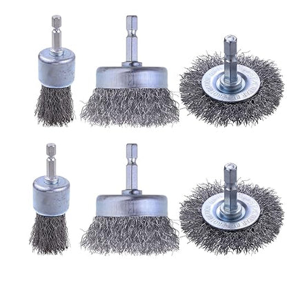 Rocaris 6 Pack Carbon Steel Wire Wheel and Pen Brush Set by Rocaris