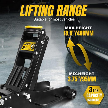 YELLOW JACKET Floor Jack 3 Ton Full Aluminum Ultra Lightweight Low Profile - Image 4