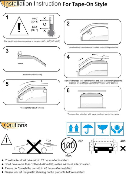 94539 Side Window Wind Deflector, Dark Smoke Window Visor fit - Image 6