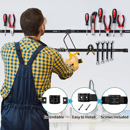 4 Pieces 12" Magnetic Tool Holder Strip, Metal Tool Organizer Rack - Image 3