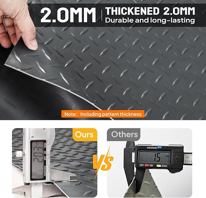 TUFFIOM 4x8 FT Garage Floor Mat, Thickened Diamond Plate PVC Garage Mats - Image 7