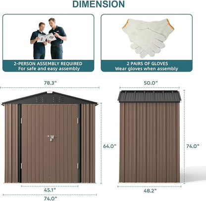 Gizoon Outdoor Storage Shed 6 x 4 FT, Galvanized Metal Garden Shed - Image 7