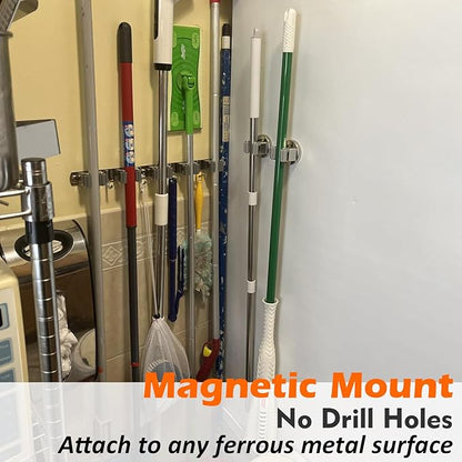 MUTUACTOR Magnetic Broom Holders, No Drilling Magnetic Hooks Broom Mop Brackets - Image 3
