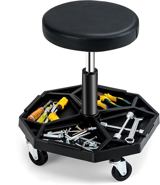 Adjustable Mechanic Rolling Stool, Pneumatic Rolling Stool by TOOLSEMPRE
